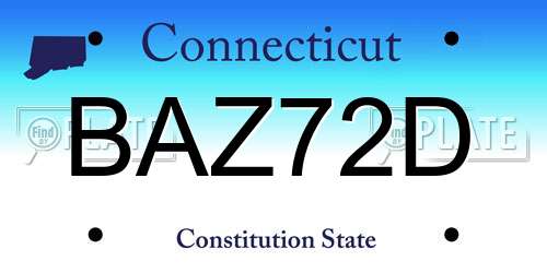 BAZ72D Connecticut License Plate