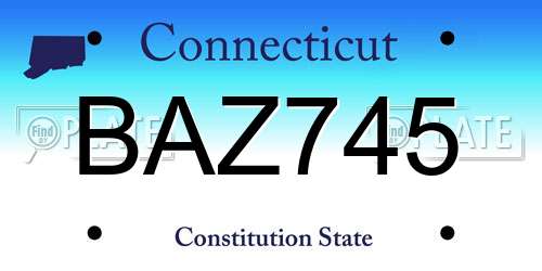 BAZ745 Connecticut License Plate