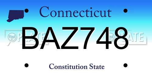 BAZ748 Connecticut License Plate