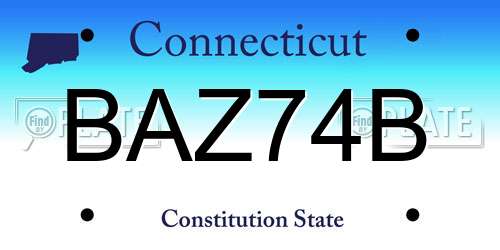 BAZ74B Connecticut License Plate