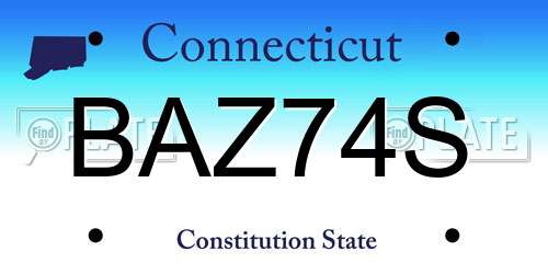 BAZ74S Connecticut License Plate