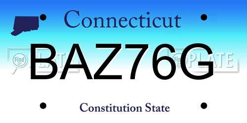 BAZ76G Connecticut License Plate