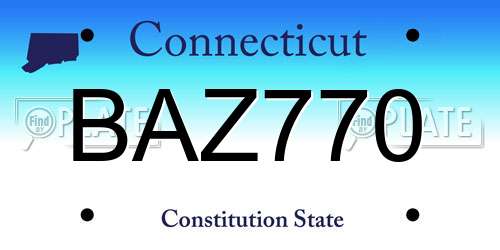 BAZ770 Connecticut License Plate