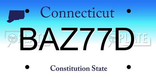 BAZ77D Connecticut License Plate
