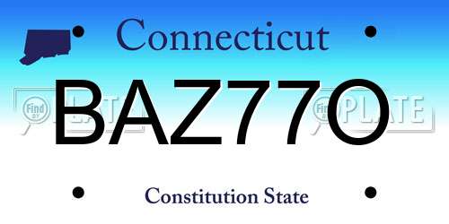 BAZ77O Connecticut License Plate