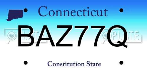 BAZ77Q Connecticut License Plate