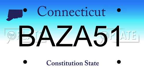 BAZA51 Connecticut License Plate