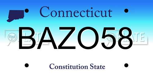 BAZO58 Connecticut License Plate