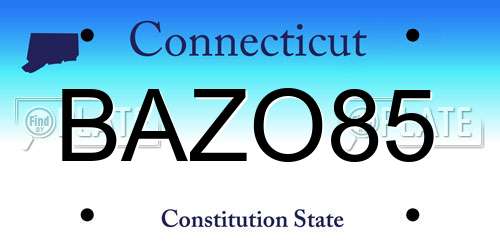 BAZO85 Connecticut License Plate