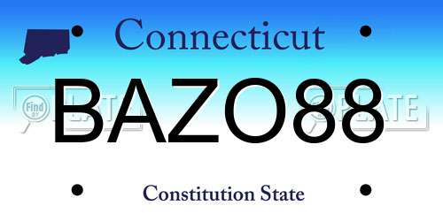 BAZO88 Connecticut License Plate