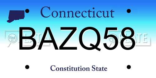 BAZQ58 Connecticut License Plate