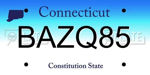 BAZQ85 Connecticut License Plate