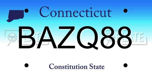 BAZQ88 Connecticut License Plate