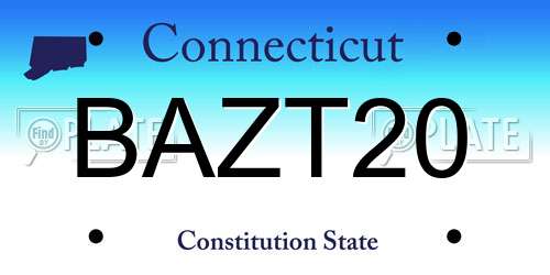 BAZT20 Connecticut License Plate