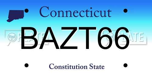 BAZT66 Connecticut License Plate