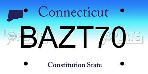 BAZT70 Connecticut License Plate