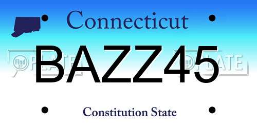 BAZZ45 Connecticut License Plate