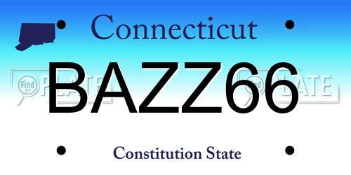 BAZZ66 Connecticut License Plate