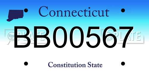 BB00567 Connecticut License Plate