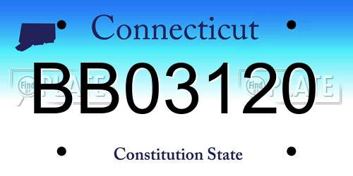 BB03120 Connecticut License Plate