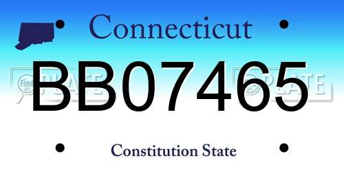BB07465 Connecticut License Plate