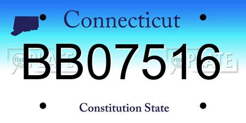 BB07516 Connecticut License Plate