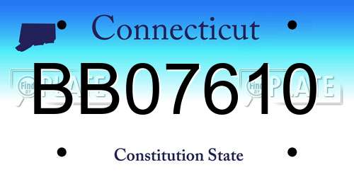 BB07610 Connecticut License Plate