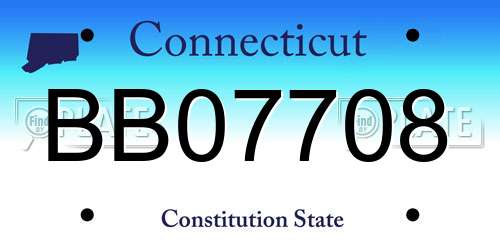 BB07708 Connecticut License Plate