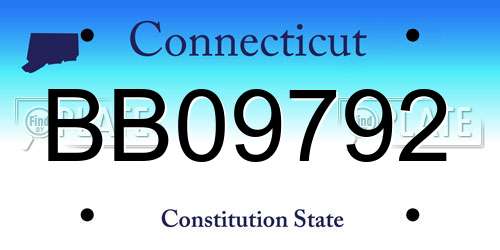 BB09792 Connecticut License Plate