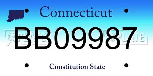 BB09987 Connecticut License Plate
