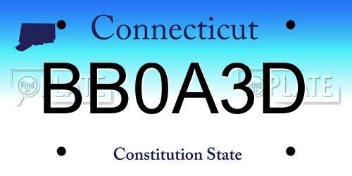 BB0A3D Connecticut License Plate