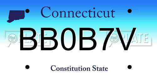 BB0B7V Connecticut License Plate