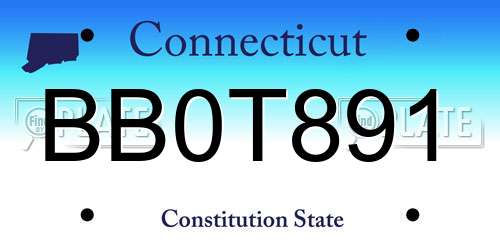 BB0T891 Connecticut License Plate