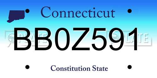 BB0Z591 Connecticut License Plate