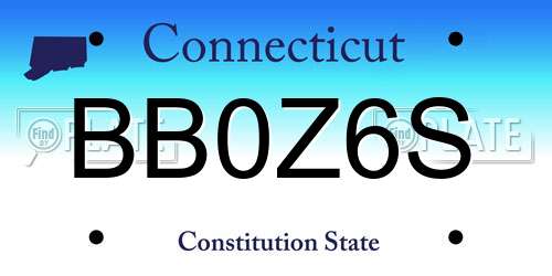 BB0Z6S Connecticut License Plate