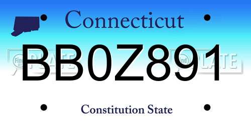 BB0Z891 Connecticut License Plate