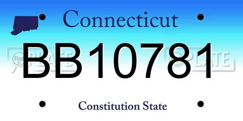 BB10781 Connecticut License Plate