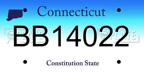 BB14022 Connecticut License Plate