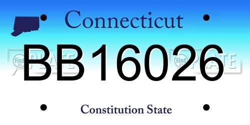BB16026 Connecticut License Plate