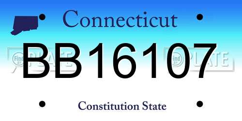 BB16107 Connecticut License Plate