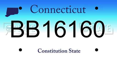 BB16160 Connecticut License Plate