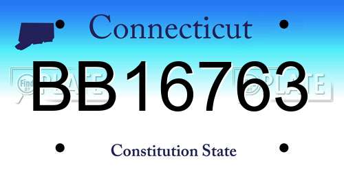 BB16763 Connecticut License Plate