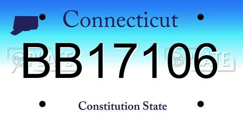 BB17106 Connecticut License Plate