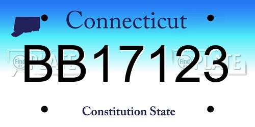 BB17123 Connecticut License Plate
