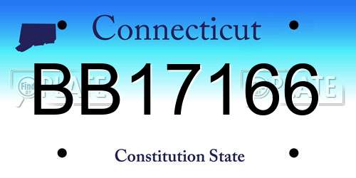 BB17166 Connecticut License Plate