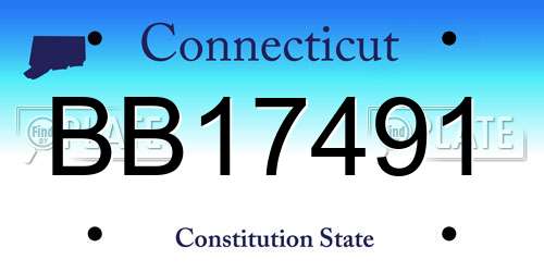 BB17491 Connecticut License Plate