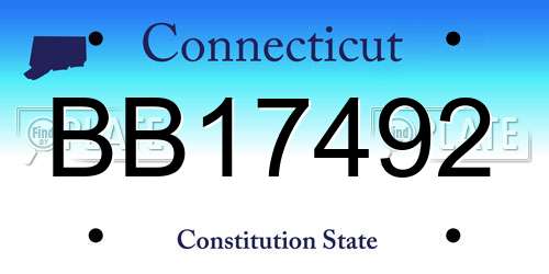 BB17492 Connecticut License Plate