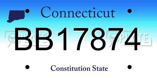 BB17874 Connecticut License Plate