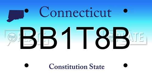 BB1T8B Connecticut License Plate