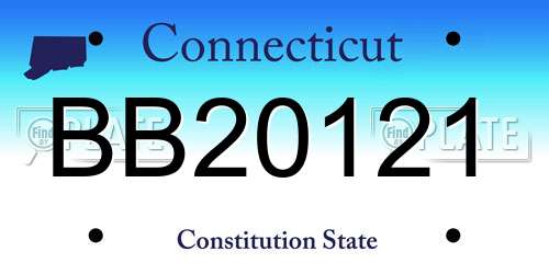 BB20121 Connecticut License Plate